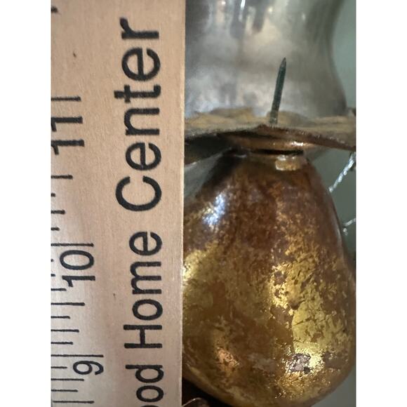 Vintage Gold Leaf Gilded Pear Candle Holders centerpiece set 2 fall decor 11x4” - Picture 9 of 11
